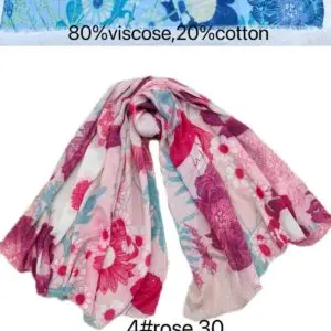 Foulard fleurs et champignons en coton et viscose (x6)