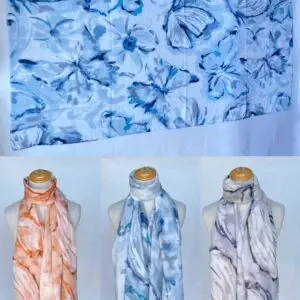 Foulard imprimé papillon en coton et viscose (x6)