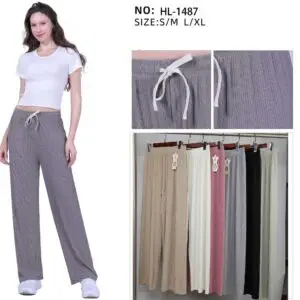 Pantalon large plissé cordon ajustable (x12)