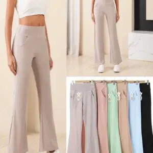 Pantalon pattes d'eph taille haute avec poches (x12)