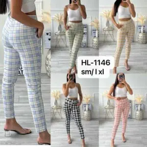 Pantalon skinny à carreaux avec poches (x12)