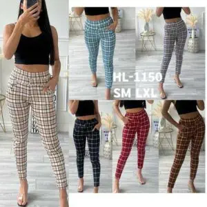 Pantalon office à carreaux avec poches (x12)