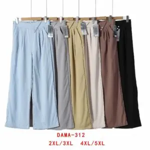 Pantalon large fluide deux bouton ceinture grande taille (x12)