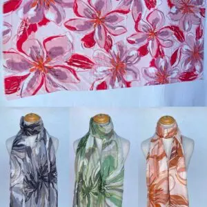 Foulard grandes fleurs tropicale en coton et viscose (x6)
