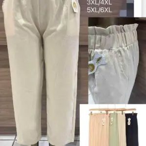 Pantalon coupe large grande taille en tissu fluide (x12)