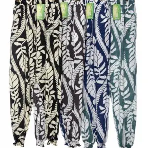 Pantalon imprimé feuille épis 100% coton (x12)