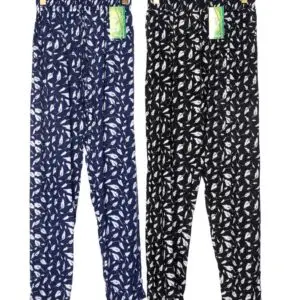 Pantalon imprimé petite plume noir et blanc 100% coton (x12)
