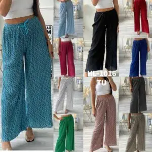 Pantalon palazzo imprimé géométrique unis (x12)
