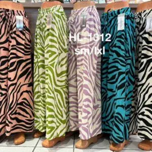 Pantalon palazzo zèbre coloré (x12)