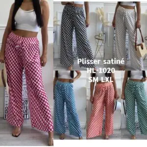 Pantalon palazzo imprimé damier (x12)