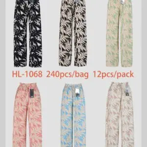 Pantalon palazzo palmier graphique (x12)