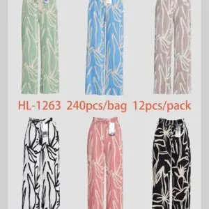 Pantalon palazzo impression feuillage (x12)
