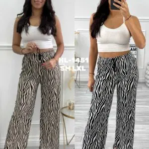 Pantalon palazzo imprimé zèbre ultra confort (x12)