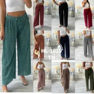 Pantalon palazzo imprimé D géométriques unis (x12)
