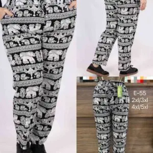 Pantalon motif inde éléphants grande taille 100% coton (x12)