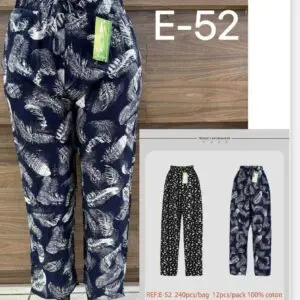 Pantalon motif plumes larges noir et blanc grande taille 100% coton (x12)