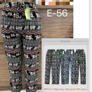 Pantalon motif éléphants d'été grande taille 100% coton (x12)