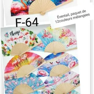 Éventail bois flamand rose (x12)