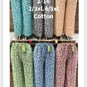 Pantalon palazzo imprimé champêtre été grande taille 100% coton (x12)