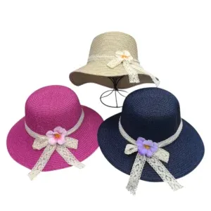 Chapeau d'été ruban dentelle (x12)