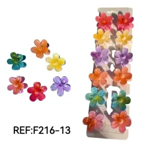 Pinces cheveux petites fleurs colorées (2x12)