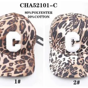 Casquette tissu léopard motif C (x12)
