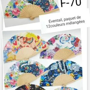 Éventail bois éléphant d'inde (x12)