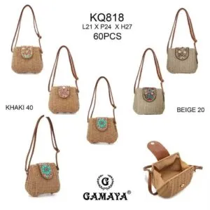Sac bandoulière paille et broderies (x6)