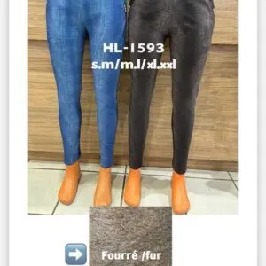 pantalon stretch fourré effet jean femme (x12)