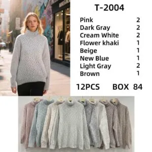 Pull col roulé moucheté femme (x12)