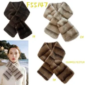 Écharpe à rayures en fausse fourrure (x6)