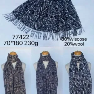 Écharpe à cœurs abstraits en viscose et laine (x6)