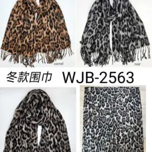 Écharpe léopard en viscose et laine (x6)