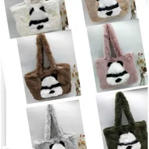Sac fourre-tout panda en fausse fourrure (x6)