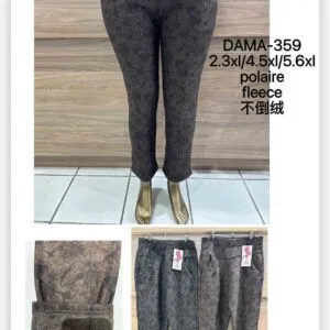 Pantalon grande taille à motif végétal doublé polaire (x12)