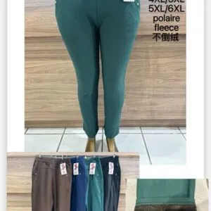 Pantalon grande taille déco poche uni doublé polaire (x12)