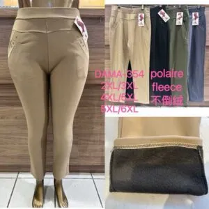 Pantalon grande taille uni doublé polaire avec taille élastique (x12)