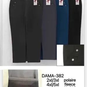 Pantalon grande taille uni doublé polaire avec empiècements boutons (x12)