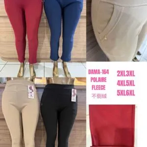 Pantalon grande taille uni doublé polaire avec signe décoratif (x12)