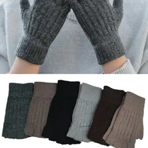 Gants mitaines tricotés avec poignet long et côtelé (x12)