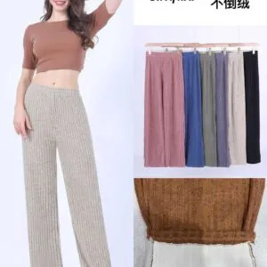 Pantalon large côtelé doublé polaire avec taille élastique (x12)