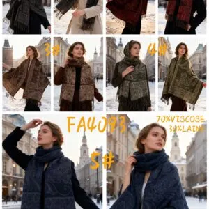 Écharpe motif cachemire en laine et viscose (x6)