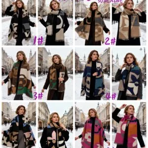 Écharpe en laine et viscose à grand motif abstrait (x6)