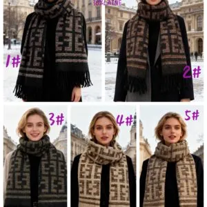 Écharpe rectangulaire en laine et viscose à motif graphique (x6)