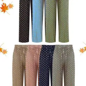 Pantalon à motif dorés large plissé fluide (x12)