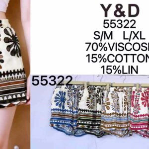 Short fluide imprimé ethnique et taille élastiquée (x12)