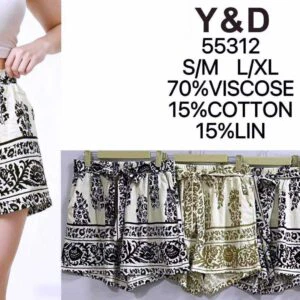 Short imprimé feuillage baroque et taille élastiquée (x12)