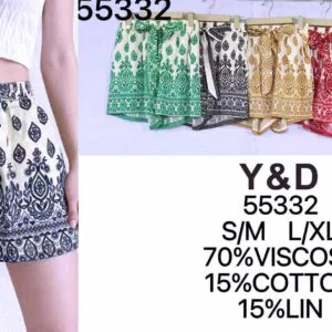 Short imprimé médaillons baroques et taille élastiquée (x12)