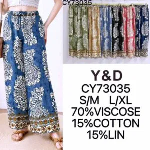 Pantalon imprimé cachemire floral et bordure géométrique (x12)