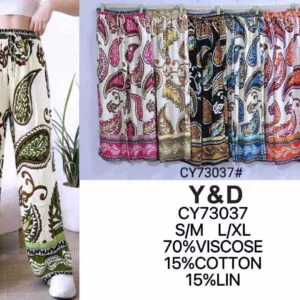 Pantalon imprimé cachemire coloré et frises festonnées (x12)